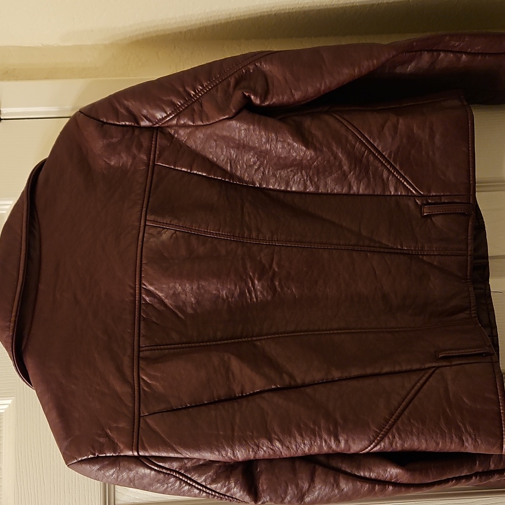 Forever 21 Wine Faux Leather Moto Jacket Size M - Picture 6 of 6